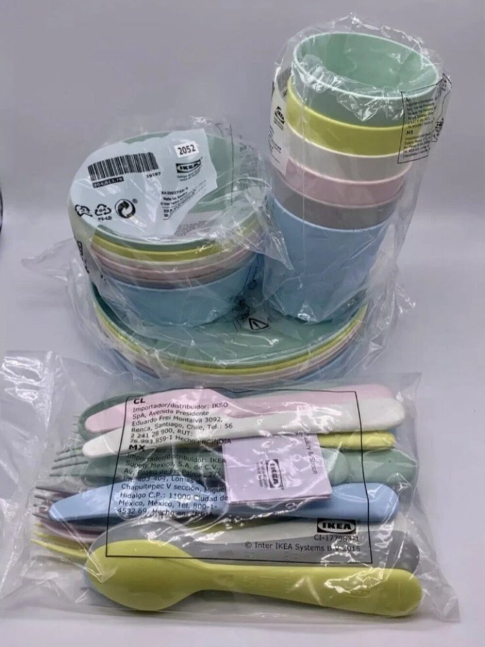KALAS Kids 36 Pieces Plate Cups Bowls Cutlery Mixed Pastel Colors PBA Free Ikea